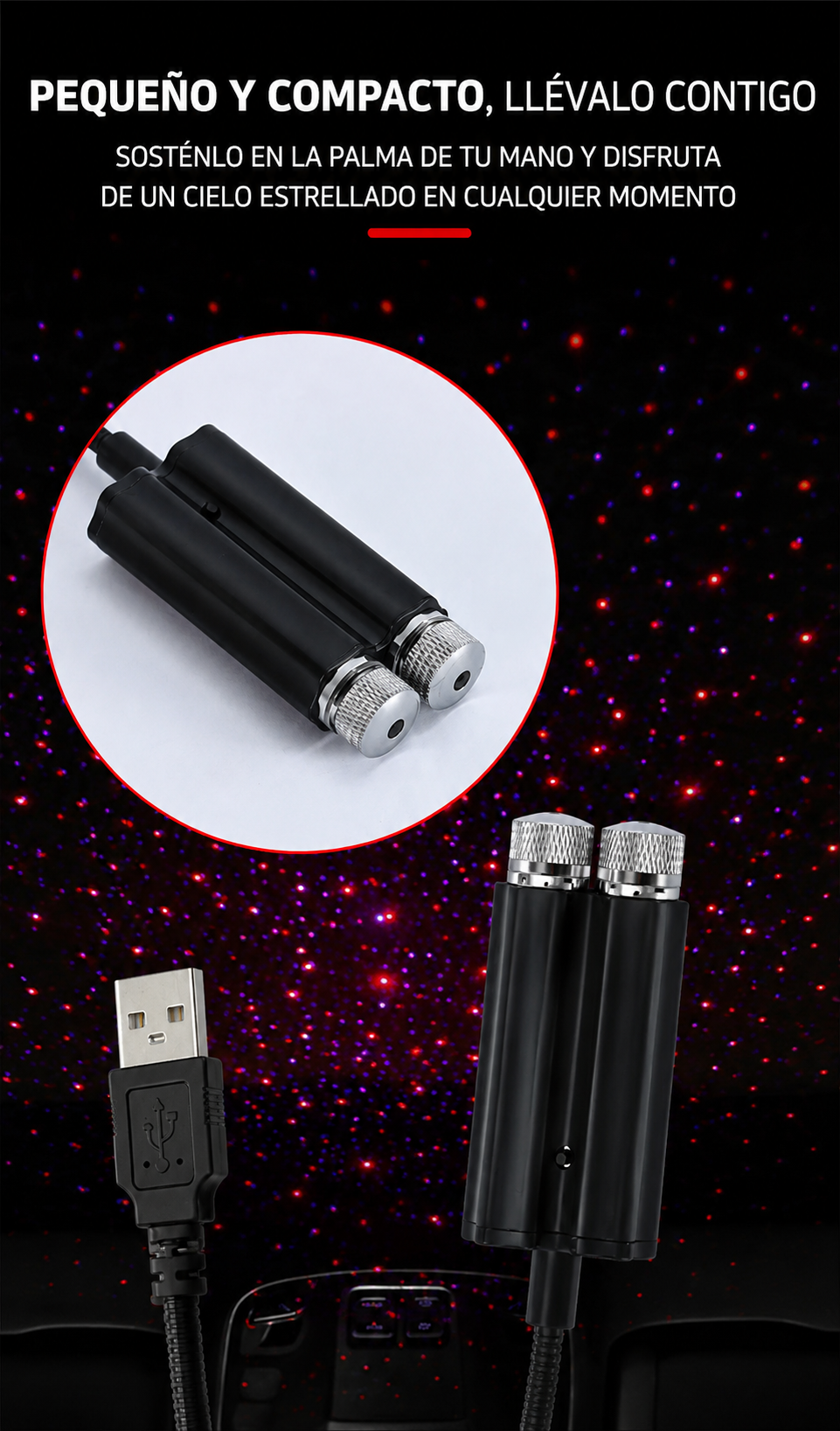 Luz Ambiental USB Estrella para Auto