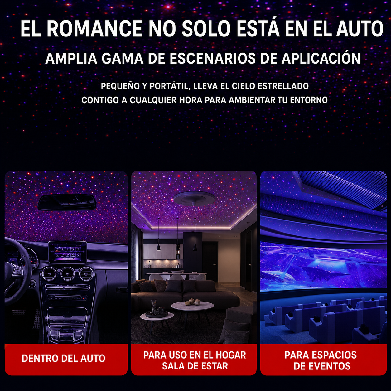 Luz Ambiental USB Estrella para Auto