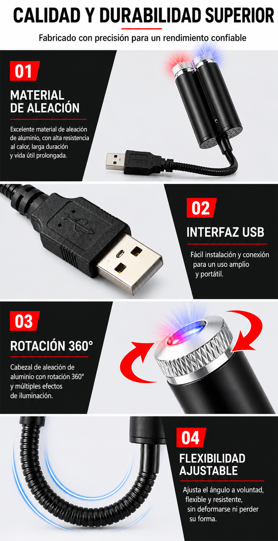 Luz Ambiental USB Estrella para Auto