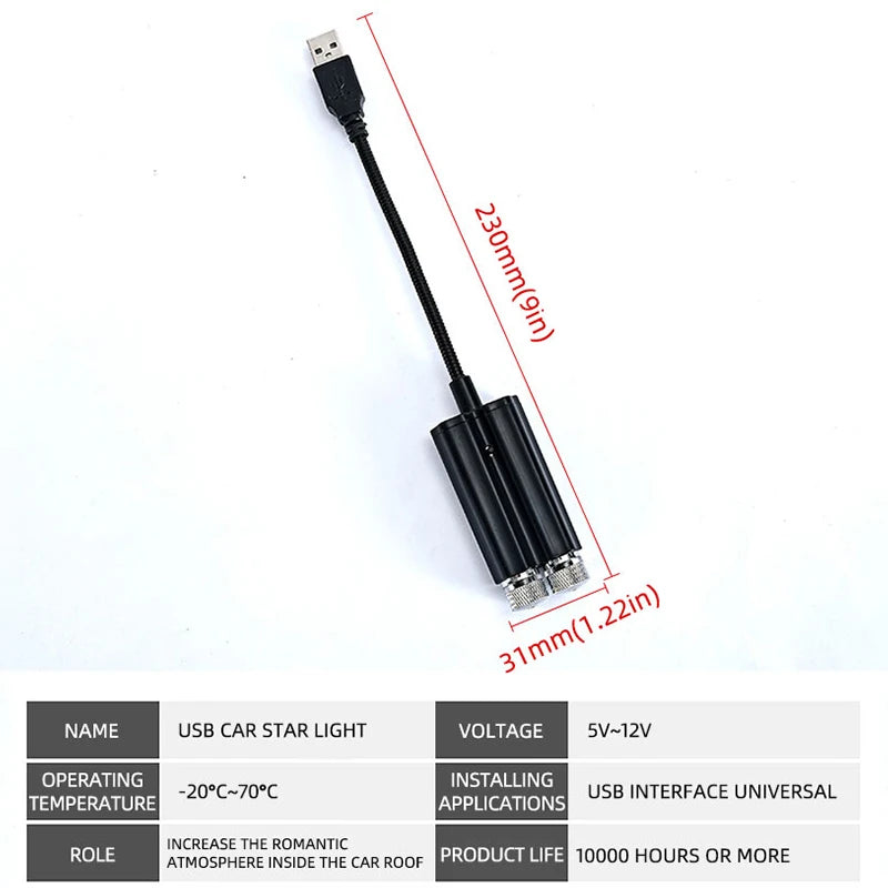 Luz Ambiental USB Estrella para Auto