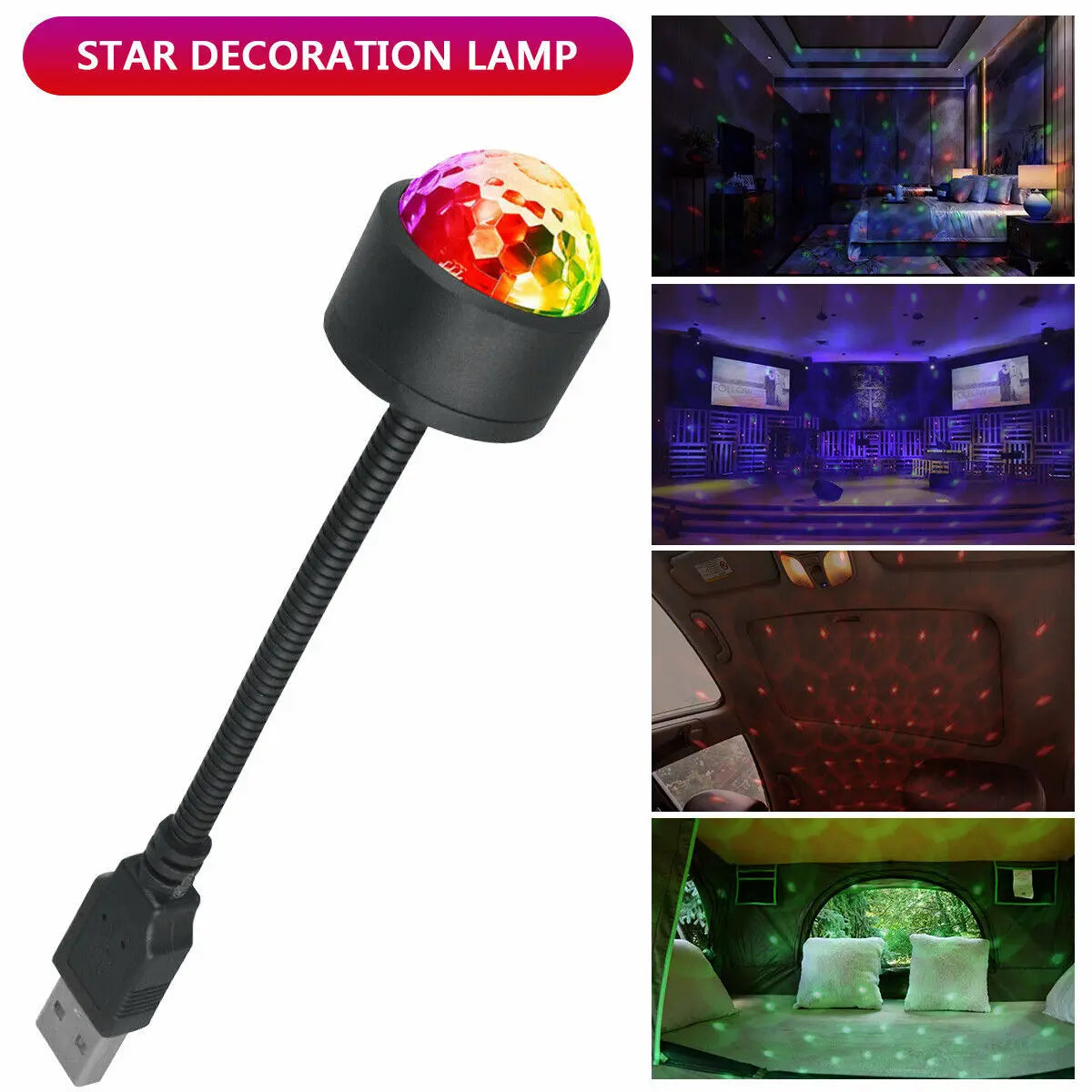 Luz Ambiental USB Estrella para Auto