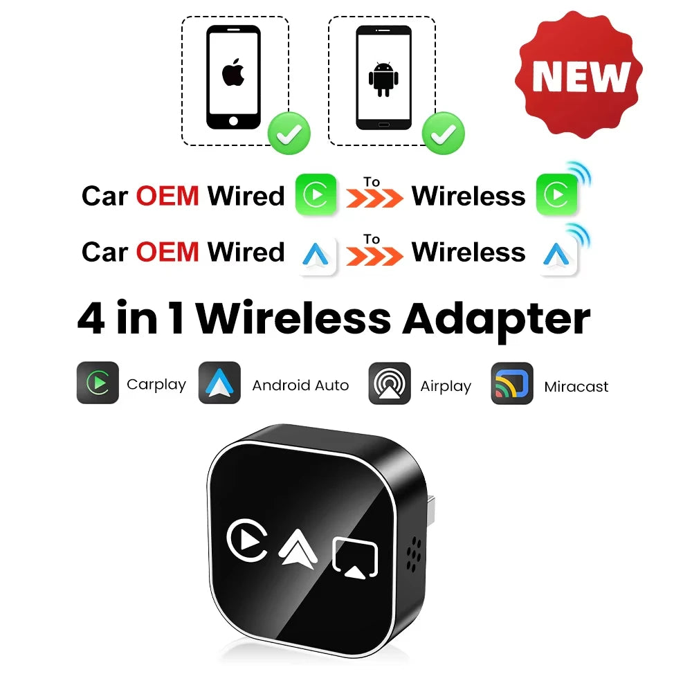 Adaptador CarPlay Inalámbrico 4 en 1