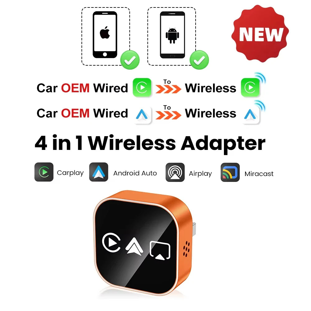Adaptador CarPlay Inalámbrico 4 en 1