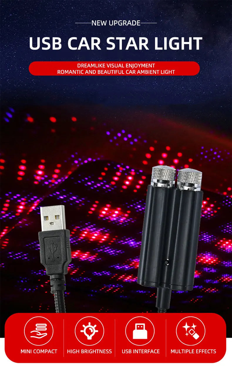 Luz Ambiental USB Estrella para Auto