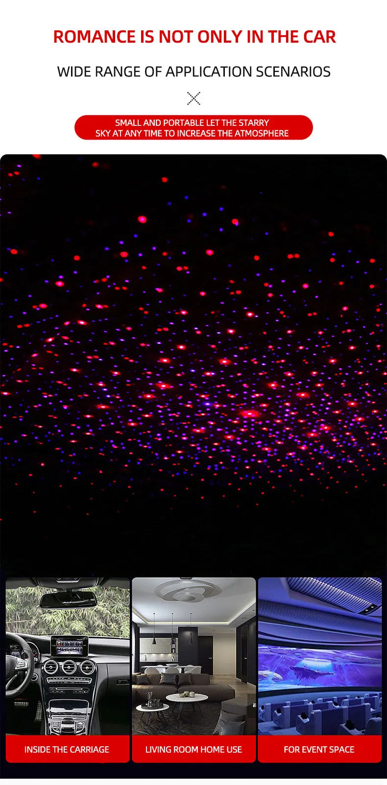 Luz Ambiental USB Estrella para Auto